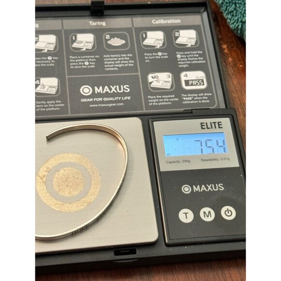 925 Sterling Silver Vintage Hope Dream Believe Stamped Cuff Bracelet - Picture 9 of 9